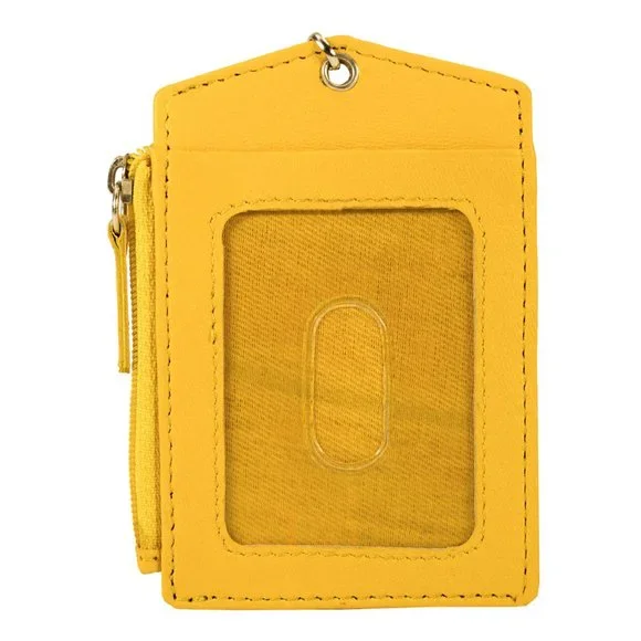 Premium Genuine Leather ID Lanyard Card Holder with Long Metal - Picture 7 of 11